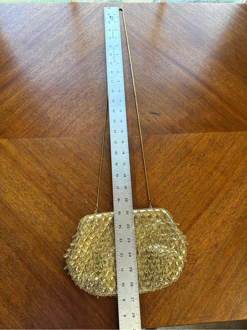 Magid Gold Beaded Evening Clutch with Chain - Picture 5 of 6